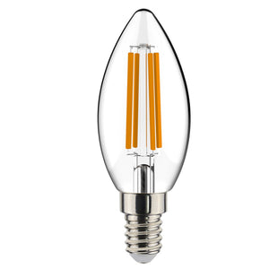 Ampoule LED flamme E14 dimmable blanc chaud 2700K - 4.5W 470 lumens - verre transparent à filament - dimmable sans variateur