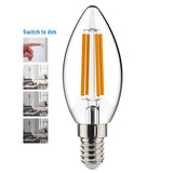 LED kaarslamp E14 dimbaar warmwit 2700K - 4.5W 470 lumen - filament helder glas - dimbaar zonder dimmer