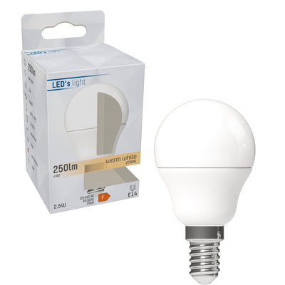 Ampoule LED E14 ronde - 250 lm - lumière blanc chaud - 1 ampoule