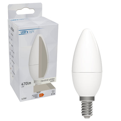 Ampoule LED flamme E14 blanc froid 4000K - 4.9W 470 lumens - opale mate