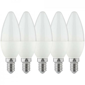 Ampoule flamme LED E14 blanc chaud 2700K - 4.5W 470 lumens - Verre mat - 5 pièces
