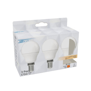 LED Lamp E14 470 lumen - 4.9W - Warmwit 2700K - G45 Kogel - Opaal - 3 stuks