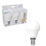 LED Lamp E14 470 lumen - 4.9W - Warmwit 2700K - G45 Kogel - Opaal - 3 stuks