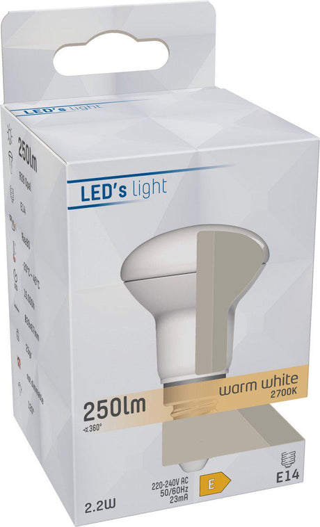 Ampoule LED réflecteur E14 blanc chaud 2700K - 2.2W 250 lumens - R39 opale mate