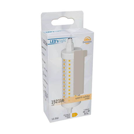 LED staaflamp R7s dimbaar warmwit 2700K - 12.5W 1521 lumen - 118mm helder glas