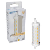 Ampoule LED tubulaire R7s à intensité variable, blanc chaud 2700K - 12.5W 1521 lumens - 118mm verre transparent