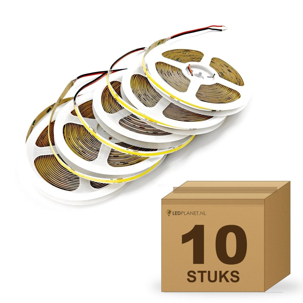 Doos met 10 rollen COB LED strip 24V geel