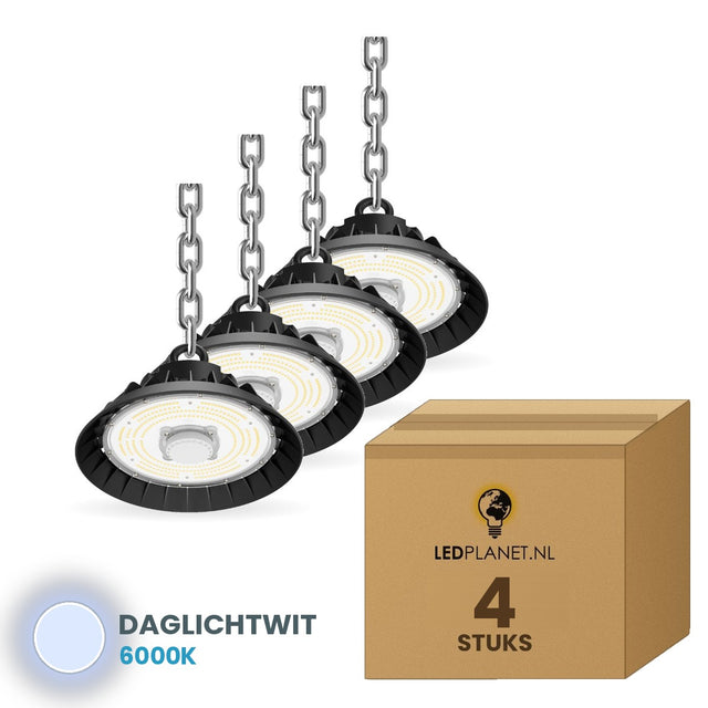 highbay high bay hanglamp ledplanetnl 100w rond 160lm w 4 stuks 6000k