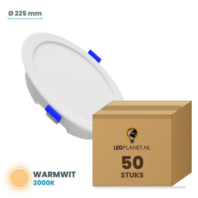 LED downlight rond Ø 225 mm 24W zonder losse driver, warmwit 3000K, doos 50 stuks