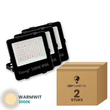 led schijnwerper 100w 2 stuks 3000k