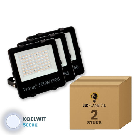 led schijnwerper 100w 2 stuks 5000k
