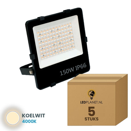 LED schijnwerper 150W 90° - 5 stuks in LEDPLANET-doos - koelwit 4000K