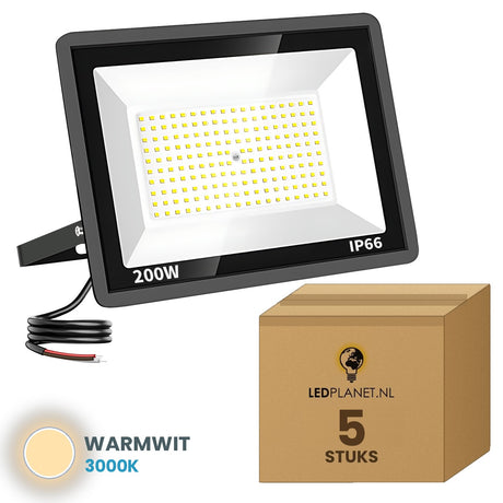 LED schijnwerper 200W 120° - 5 stuks in LEDPLANET-doos - warmwit 3000K