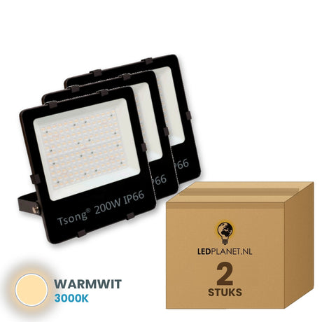 led schijnwerper 200w 2 stuks 3000k
