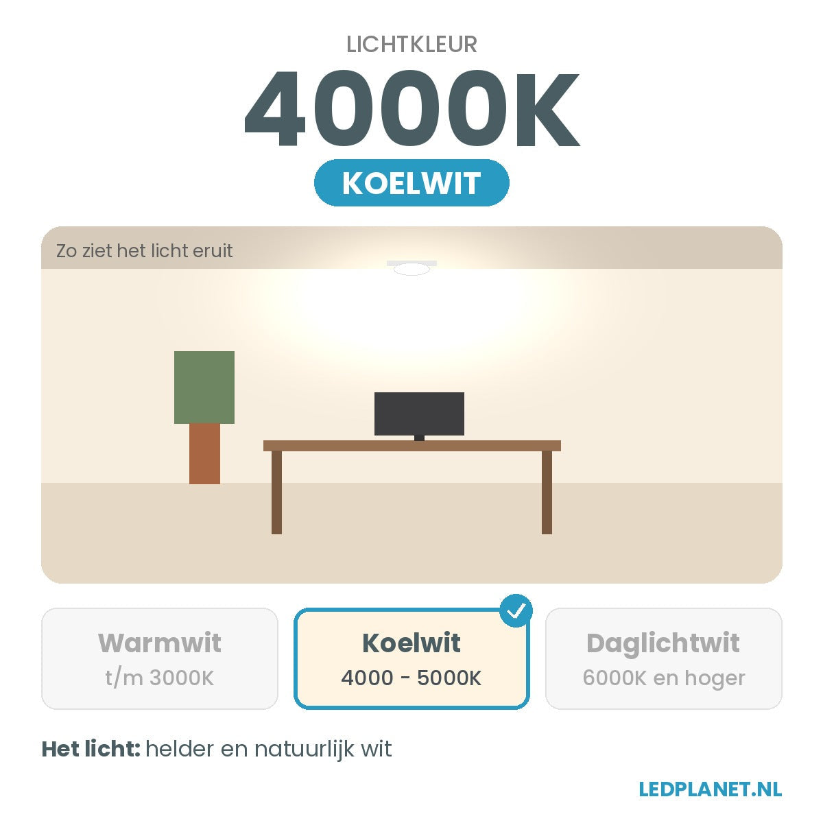 Lichtkleur koelwit 4000K van de LED Spot GU10 3W