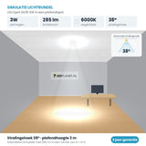 Simulatie lichtbundel LED Spot GU10 3W 285 lm daglichtwit 6000K 38° in een plafondspot