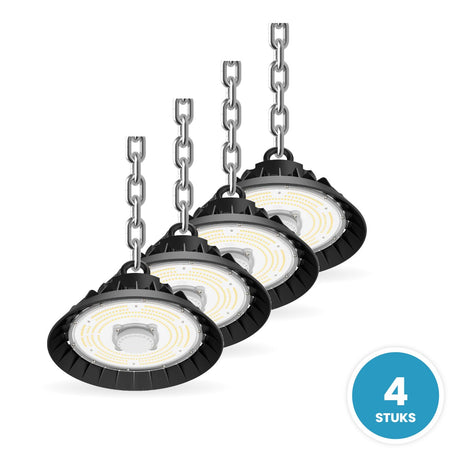 UFO Lamp, LED High Bay 100W, 15.000 lm, Bewegingssensor, 0-10V Dimbaar, IP65, 4 stuks