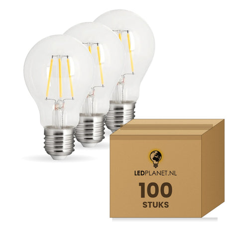 Gloeilamp E27 A60, Clear 2700K, Dimbaar, doos 100 stuks, 230V