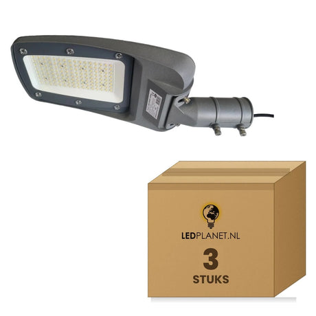 Éclairage public LED 100W sans capteur, blanc froid 4000K, carton de 3 pièces