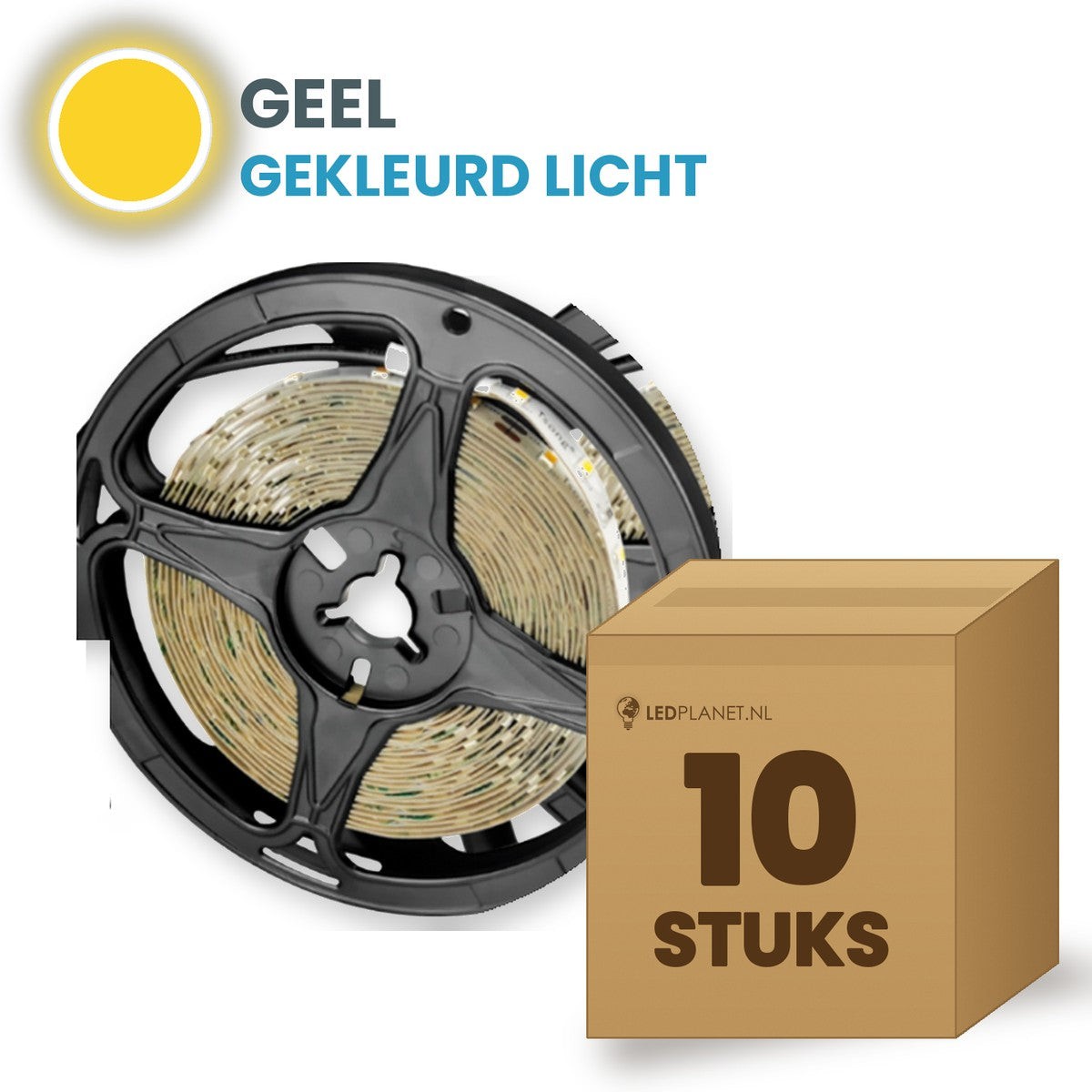 Doos met 10 rollen LED strip, geel