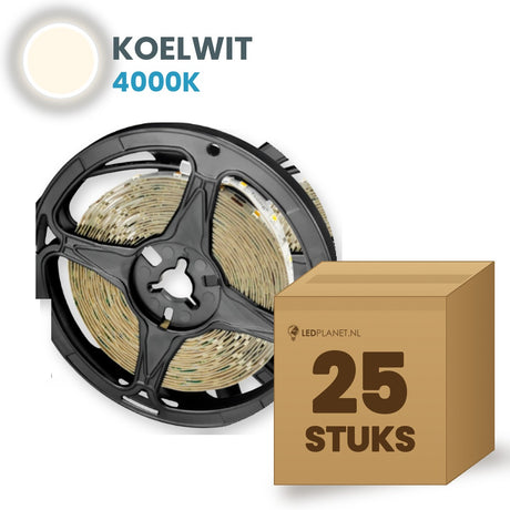 Doos met 25 rollen LED strip, koelwit 4000K
