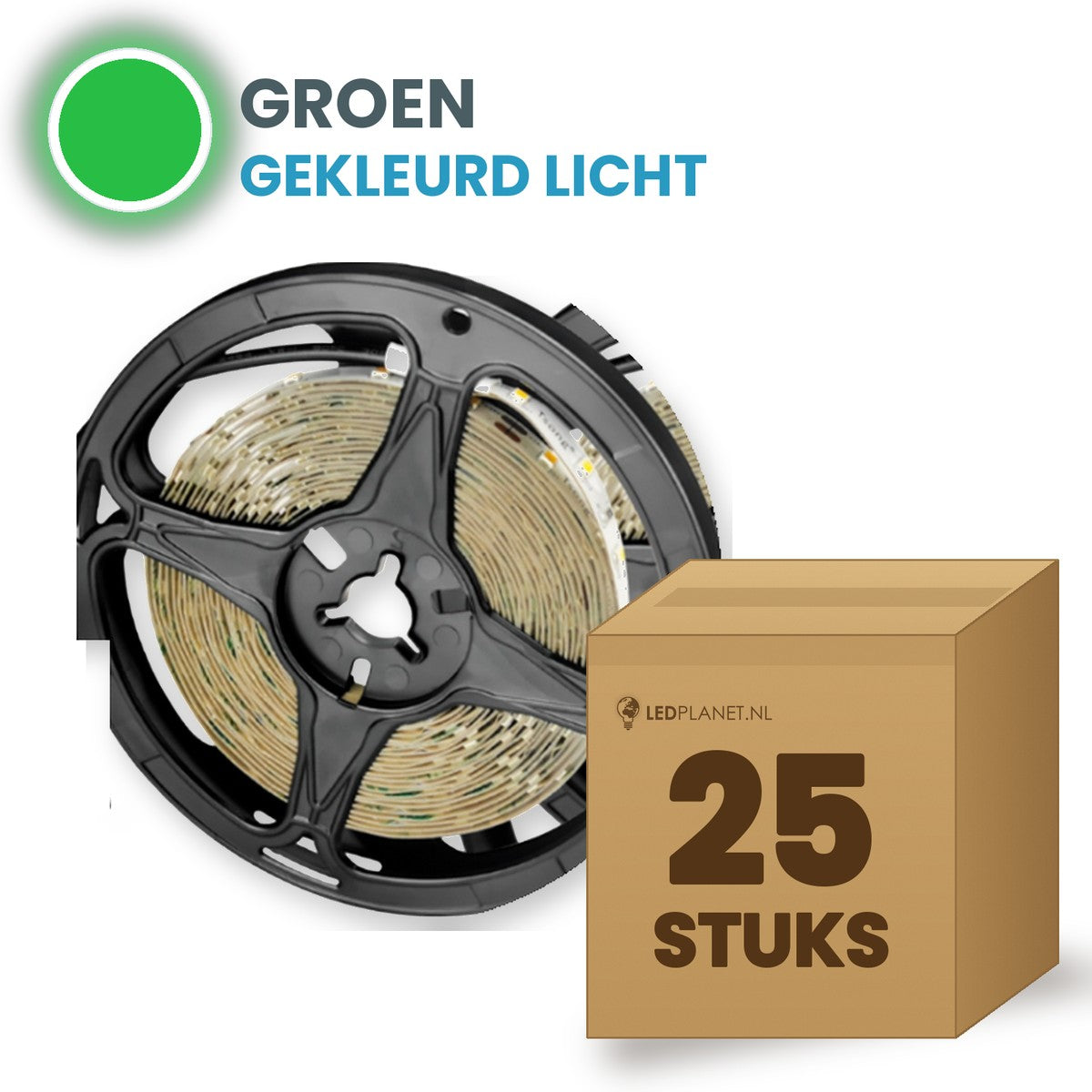 Doos met 25 rollen LED strip, groen