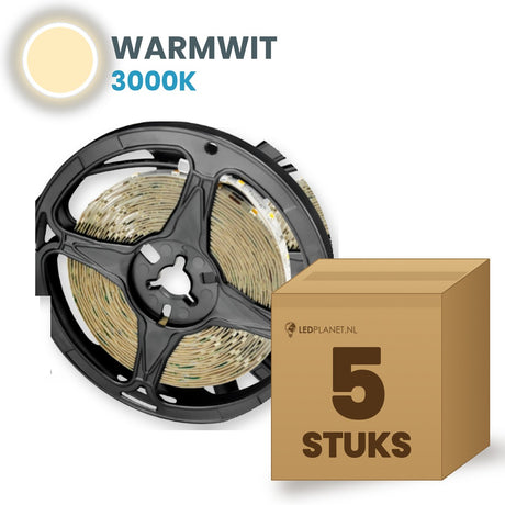 Doos met 5 rollen LED strip, warmwit 3000K