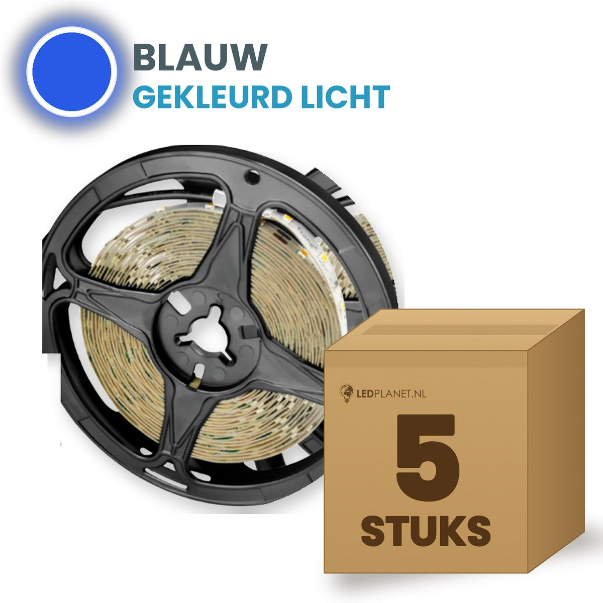 Doos met 5 rollen LED strip, blauw