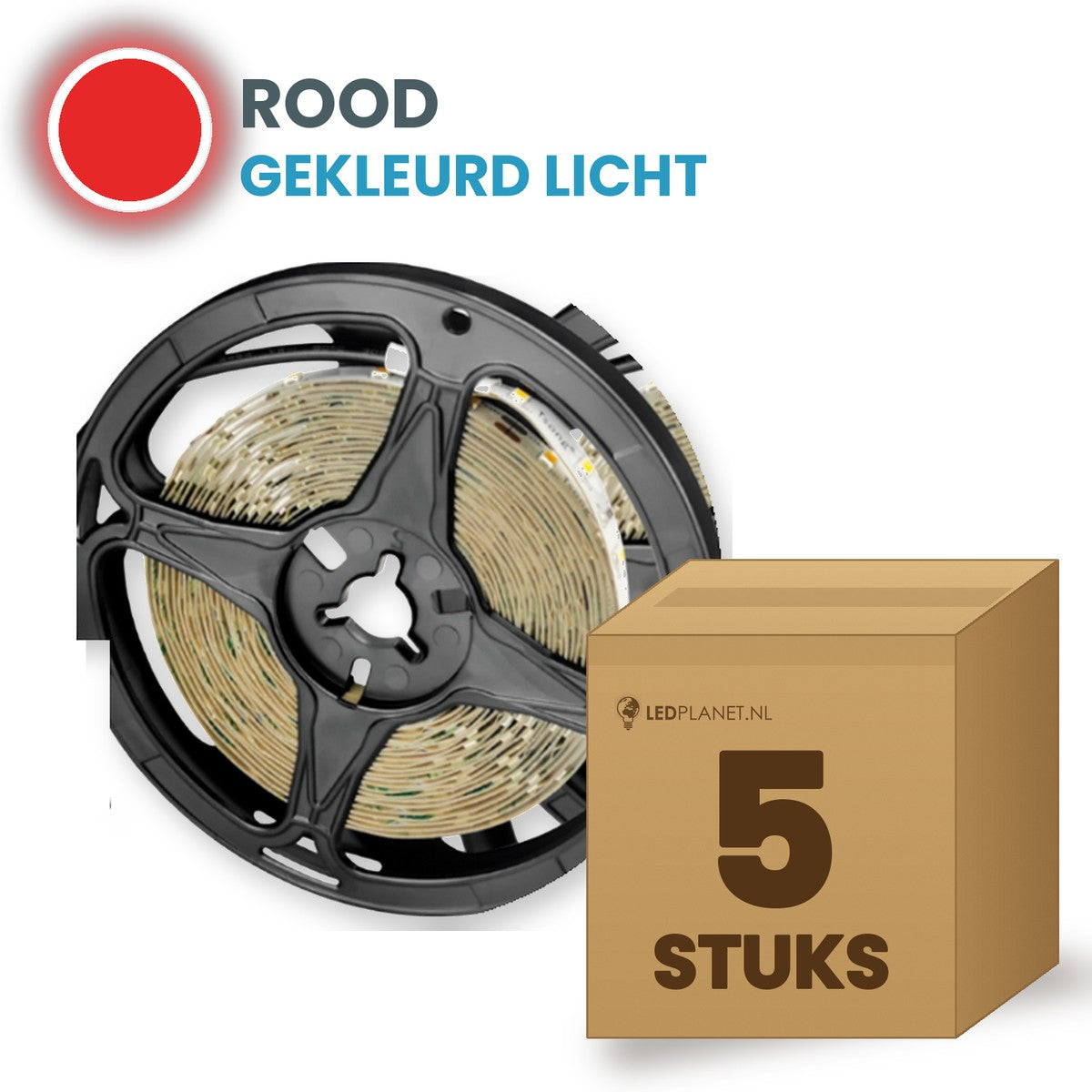 Doos met 5 rollen LED strip, rood