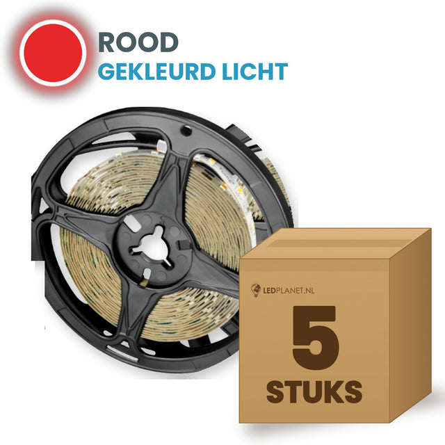 Doos met 5 rollen LED strip, rood