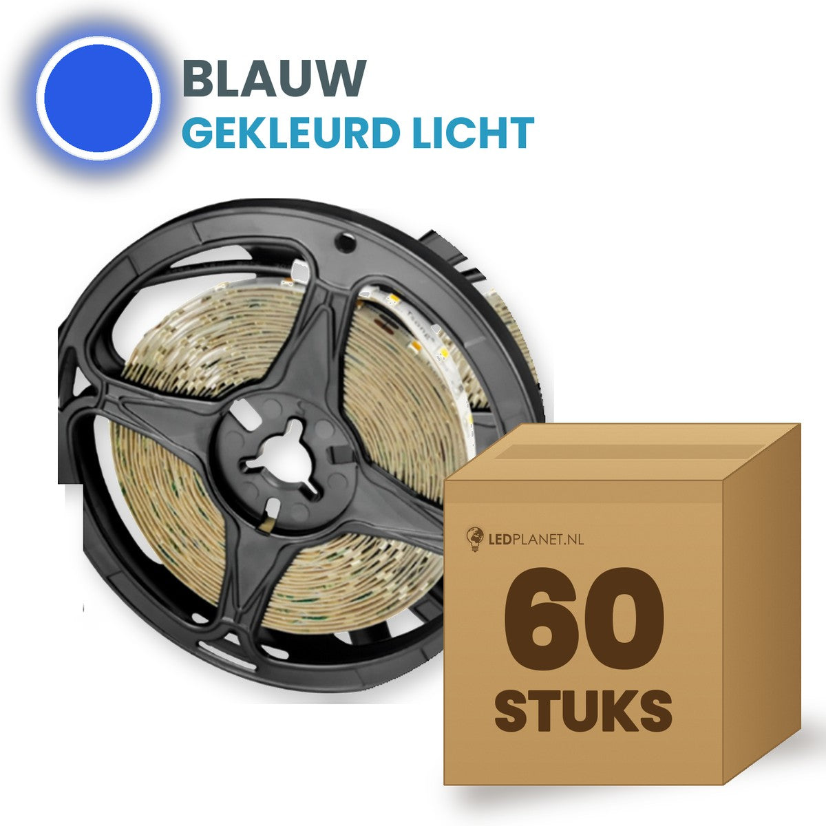 Doos met 60 rollen LED strip, blauw