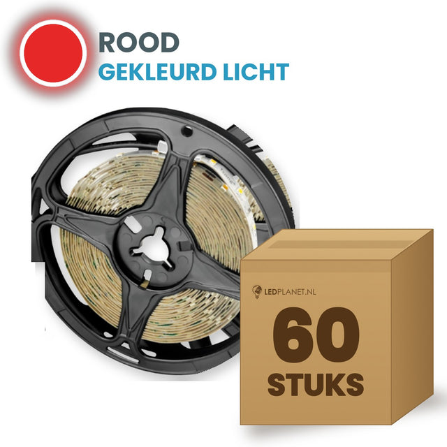 Doos met 60 rollen LED strip, rood