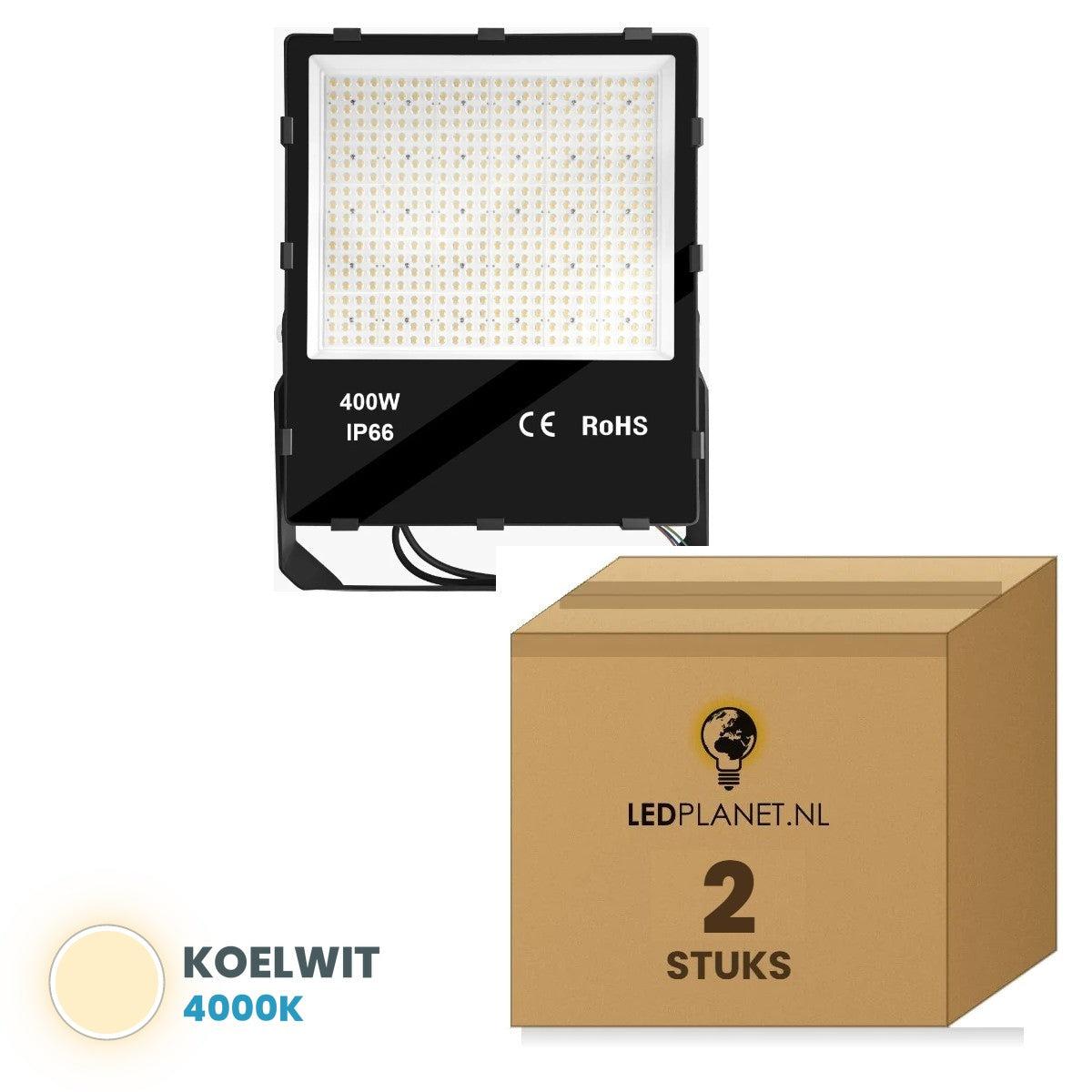 Doos met 2 stuks, lichtkleur koelwit 4000K