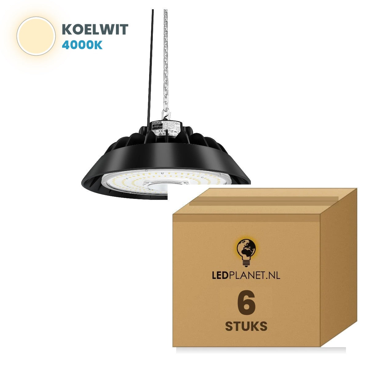 Doos met 6 stuks, lichtkleur koelwit 4000K