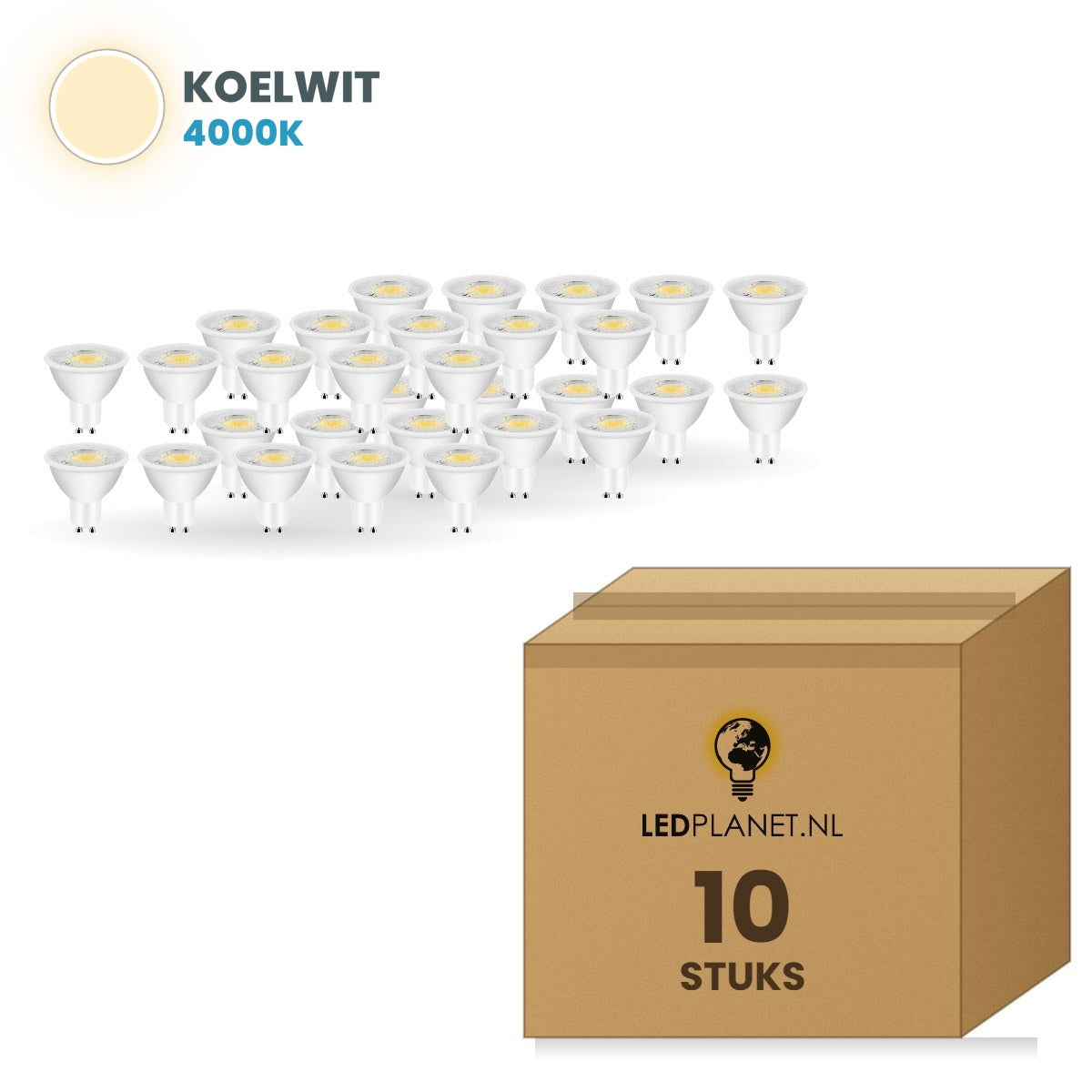 Doos met 10 stuks, lichtkleur koelwit 4000K
