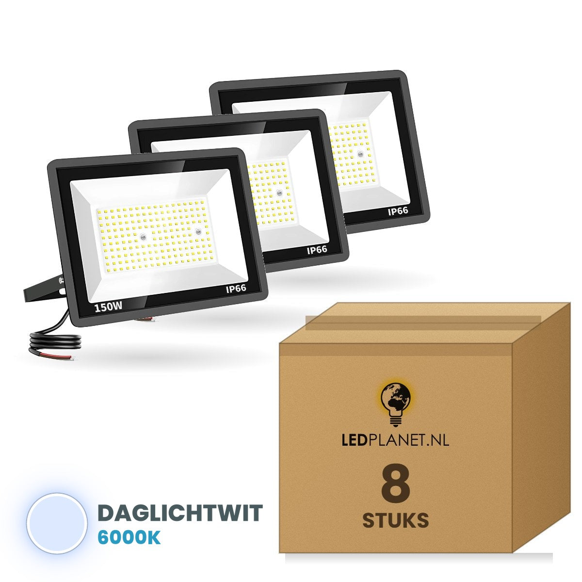 Doos met 8 stuks, lichtkleur daglichtwit 6000K