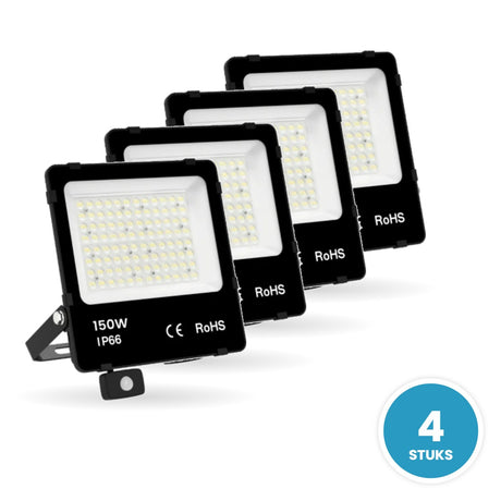 LED Schijnwerper 150W, 22.500 lm, Bewegingssensor, 90°, IP66, 4 stuks