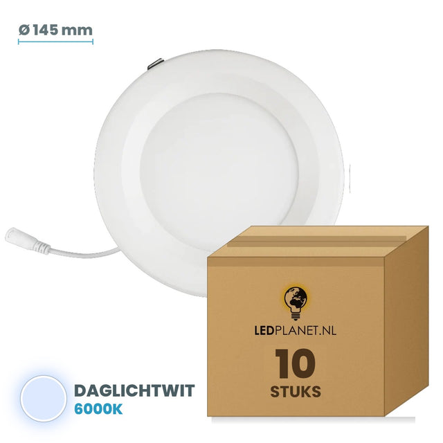Set van 10 stuks LED Downlight 12W - Daglichtwit 6000K - in LEDPLANET doos