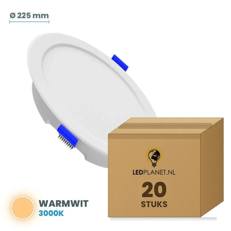 Set van 20 stuks LED Downlight Rond Ø225mm - Warmwit 3000K - in LEDPLANET doos