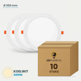 Set van 10 stuks LED Downlight Rond Ø300mm - Koelwit 4000K - in LEDPLANET doos