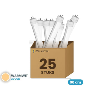 25 stuks LED TL buis T8 90cm 14W 1.540 lm Warmwit 3000K