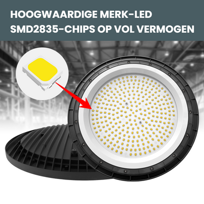 UFO LED High Bay met hoogwaardige SMD2835-LED-chips op vol vermogen