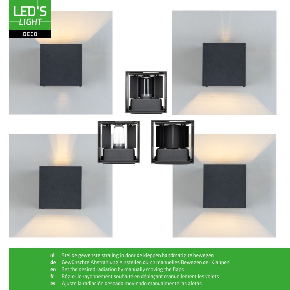Lumo Cube anthracite - Applique murale sans source lumineuse - 1x G9 non inclus - IP65
