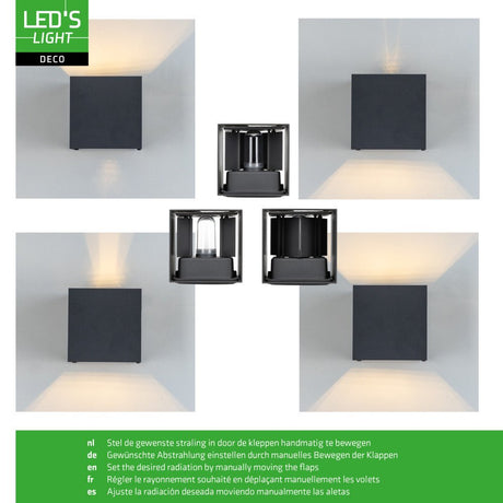 Lumo Cube anthracite - Applique murale sans source lumineuse - 1x G9 non inclus - IP65