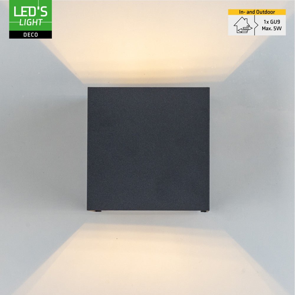Lumo Cube anthracite - Applique murale sans source lumineuse - 1x G9 non inclus - IP65