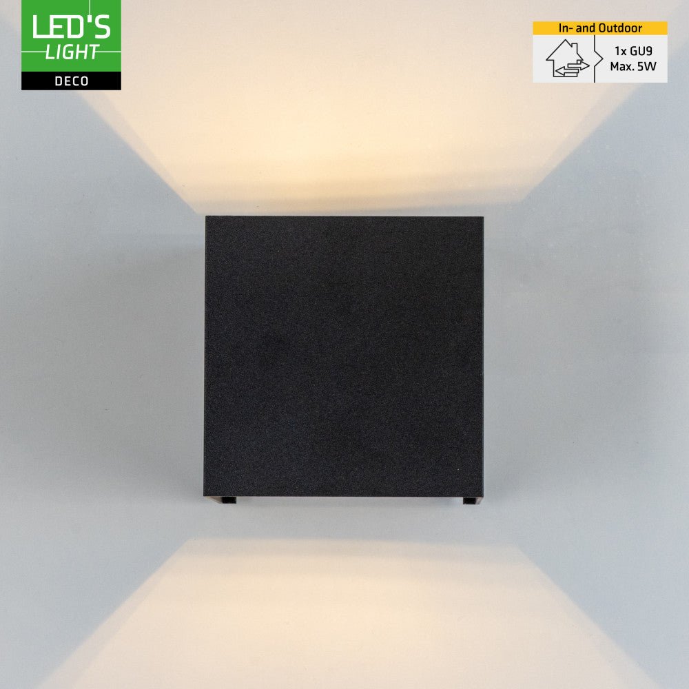 Applique LED Lumo Cube avec douille G9 - étanche IP65 - noire - source lumineuse non incluse