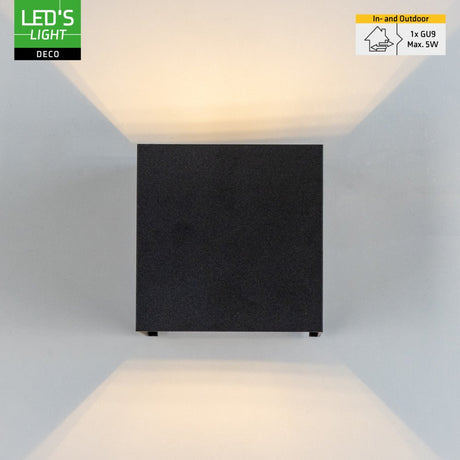 LED wandlamp Lumo Cube G9 fitting - IP65 waterdicht - zwart - excl. lichtbron
