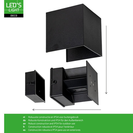 Applique extérieure Lumo Qube avec source lumineuse - applique murale - 380lm 1800K - Noir - IP54