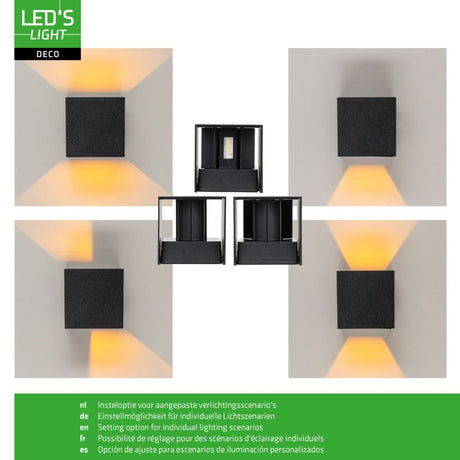 Applique extérieure Lumo Qube avec source lumineuse - applique murale - 380lm 1800K - Noir - IP54