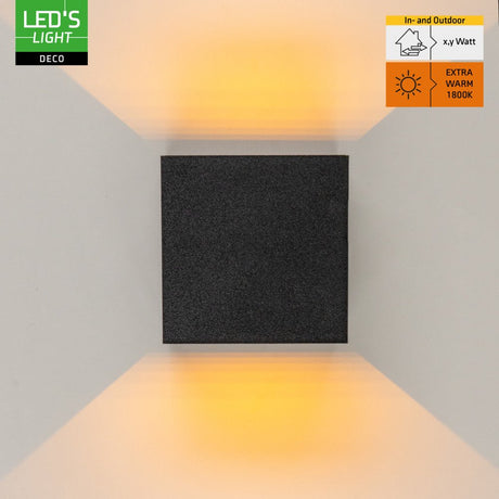 Applique extérieure Lumo Qube avec source lumineuse - applique murale - 380lm 1800K - Noir - IP54